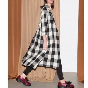 Ali Golden Notch Jacket Silk in Black/Off White